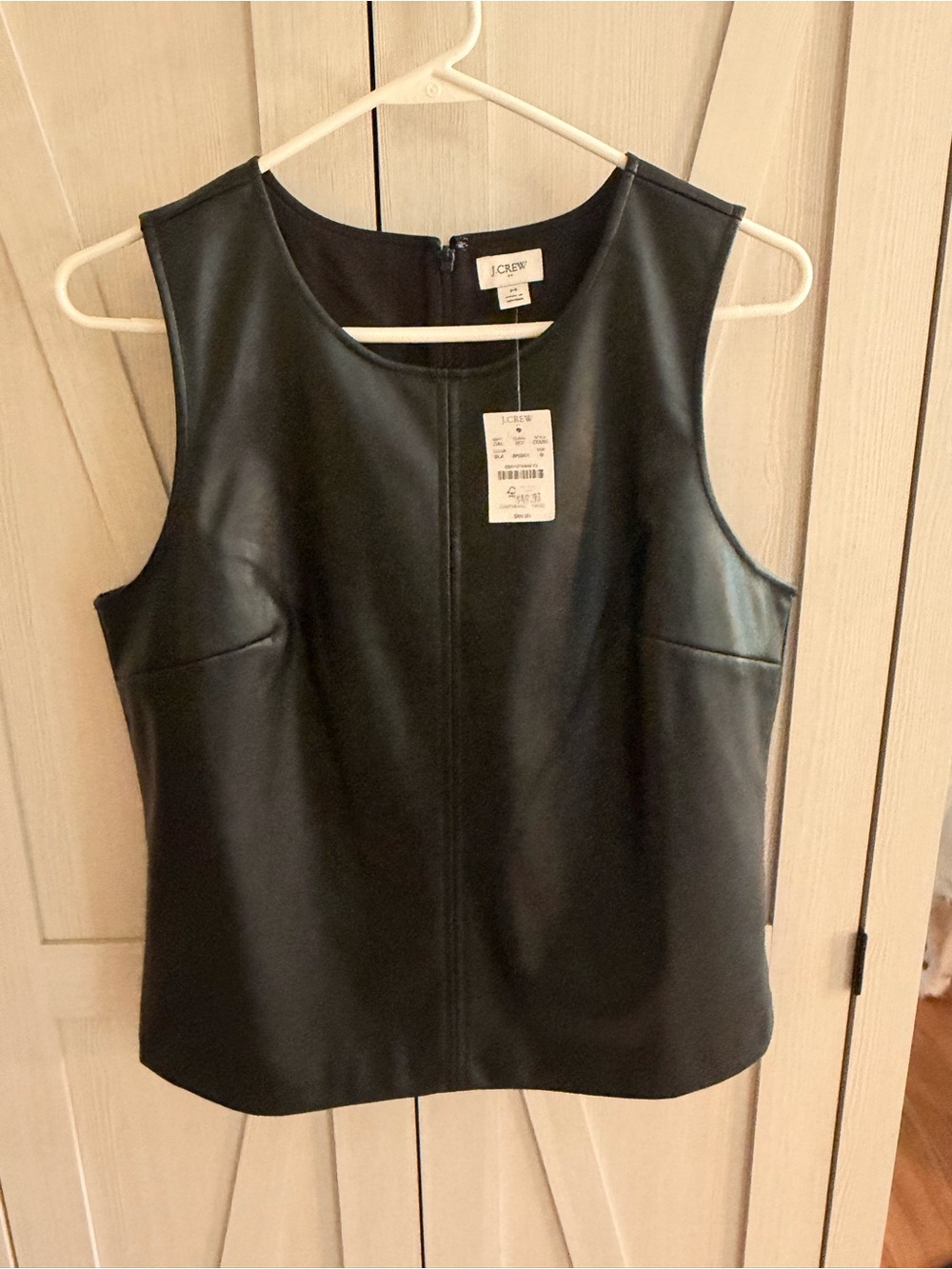 J. Crew Black Faux Leather Sleeveless Shell Top